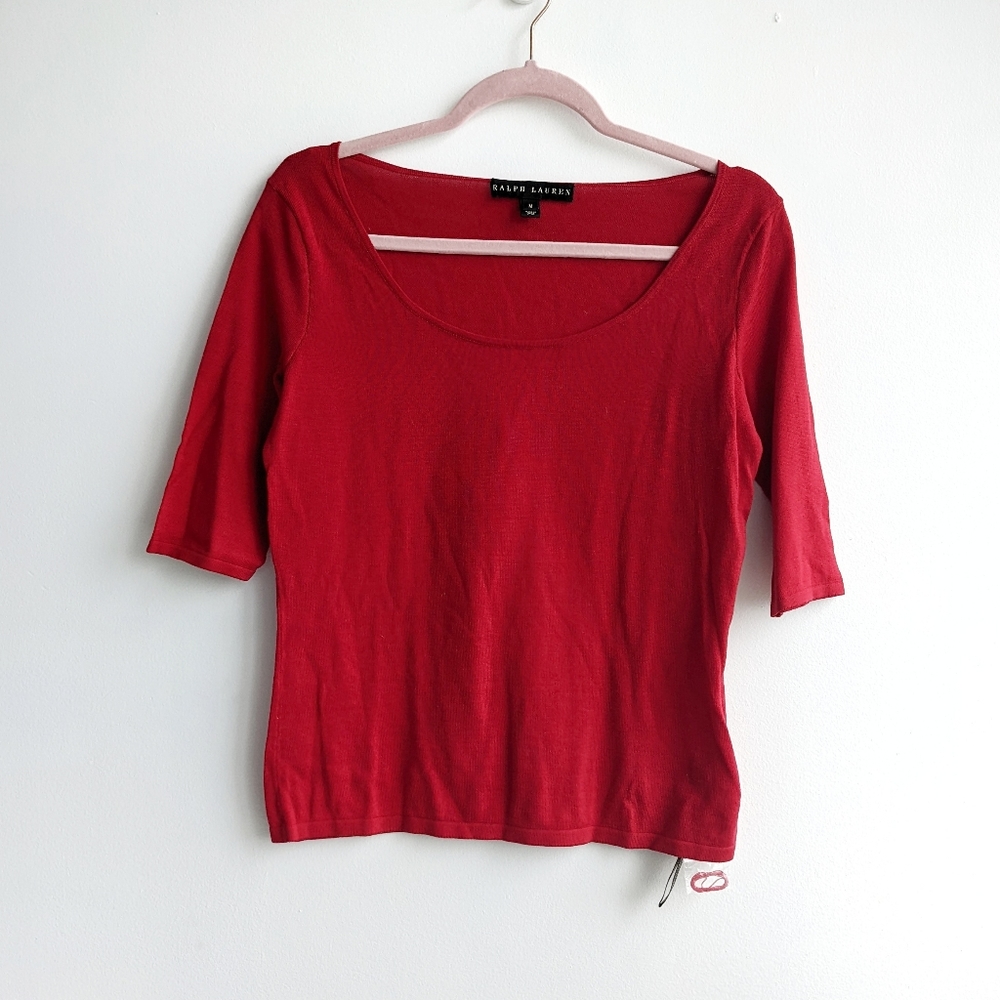 Vintage Ralph Lauren knit elbow length top size Medium